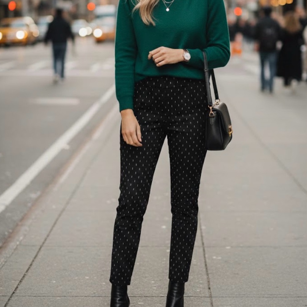 LOFT Black and White Patterned Cropped Pants